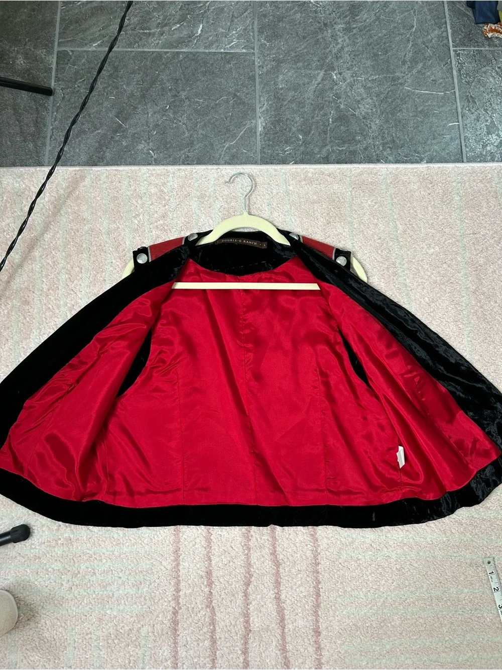 Double D Ranch Black Velvet Red Silver Coin‎ Studded Western Vest Size Large - Picture 6 of 10